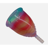 Kubeczek menstruacyjny Yuuki RAINBOW Jolly, rozmiar S (1), zestaw: kubeczek + pojemnik do dezynfekcji