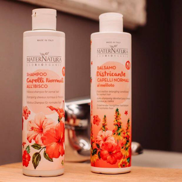 Szampon do włosów normalnych z hibiskusem, AIAB, 250 ml, MaterNatura