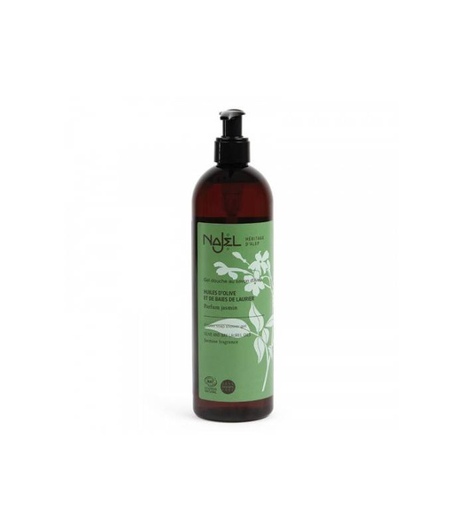 Żel pod prysznic z mydłem z Aleppo, jaśminowy, certyfikowany Cosmos Natural, 500 ml, Najel