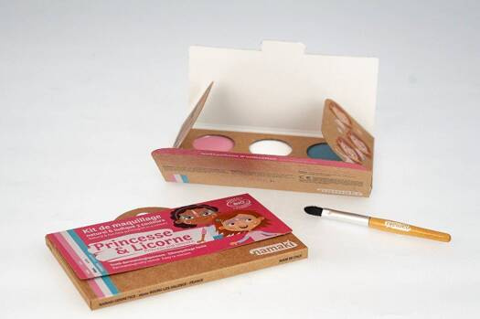 Farby do malowania twarzy KSIĘŻNICZKA i JEDNOROŻEC, Zestaw do makijażu dla dzieci, 3x2,5 g, COSMEBIO, Namaki