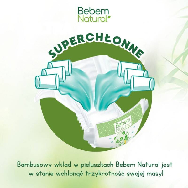 Ekologiczne jednorazowe pieluszki bambusowe, z organicznej bawełny, rozmiar 4, MAXI, 7-18 kg, 30 szt., Bebem Natural