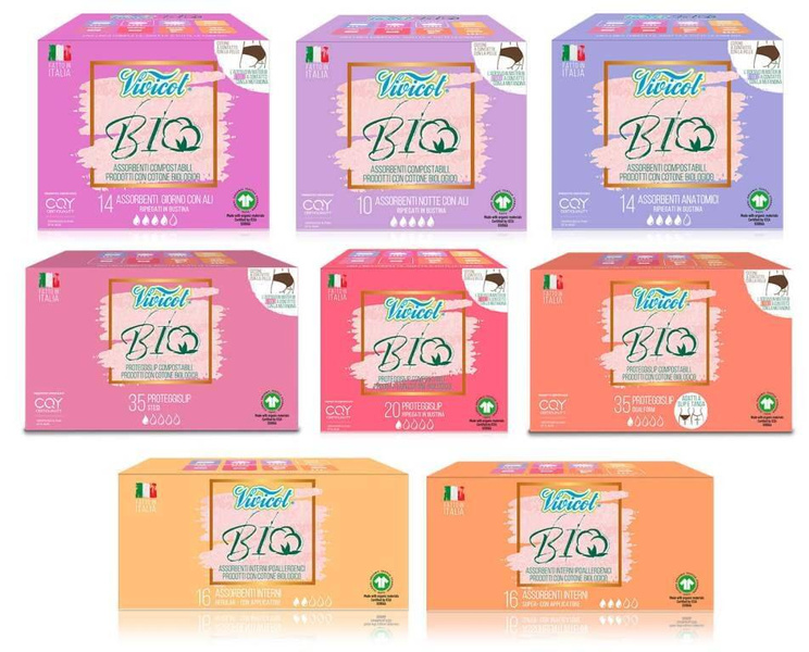 Podpaski ANATOMIC ultra cienkie, z organicznej bawełny, niebielone chlorem, KOMPOSTOWALNE, 14 sztuk, Vivicot BIO