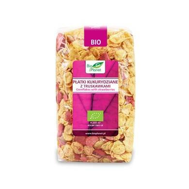 PŁATKI KUKURYDZIANE Z TRUSKAWKAMI BIO 250 g - BIO PLANET