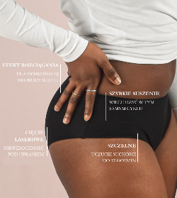 Majtki menstruacyjne ClariUnderwear, bawełna organiczna, czarne, LIGHT FLOW, rozmiar XXXL, Claripharm