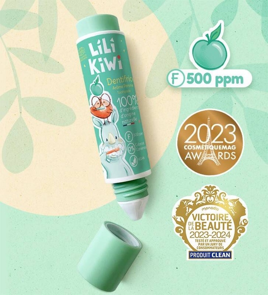 Pasta do zębów dla dzieci, naturalna, z fluorem - 500ppm, o smaku zielonego jabłka, Cosmos Natural, 30ml, LiLiKiWi