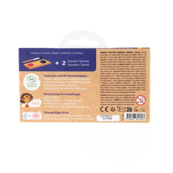 Farby do malowania twarzy NINJA i SUPERBOHATER, Zestaw do makijażu dla dzieci, 3x2,5 g, COSMEBIO, Namaki