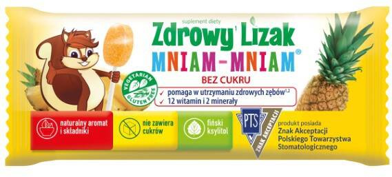 Zdrowy Lizak o smaku ananasowym, 1 sztuka, 6g, Zdrowy Lizak Mniam-Mniam