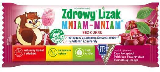 Zdrowy Lizak o smaku musującej wiśni, 1 sztuka, 6g, Zdrowy Lizak Mniam-Mniam