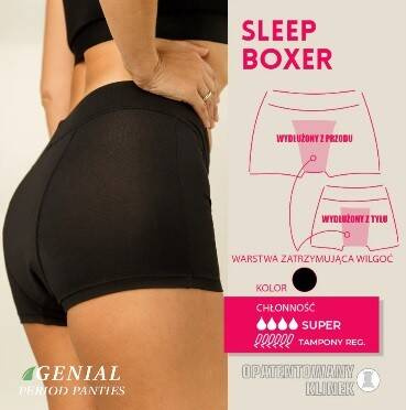 Majtki menstruacyjne z wysokim stanem, BOKSERKI Sleep Short, Gentle Day