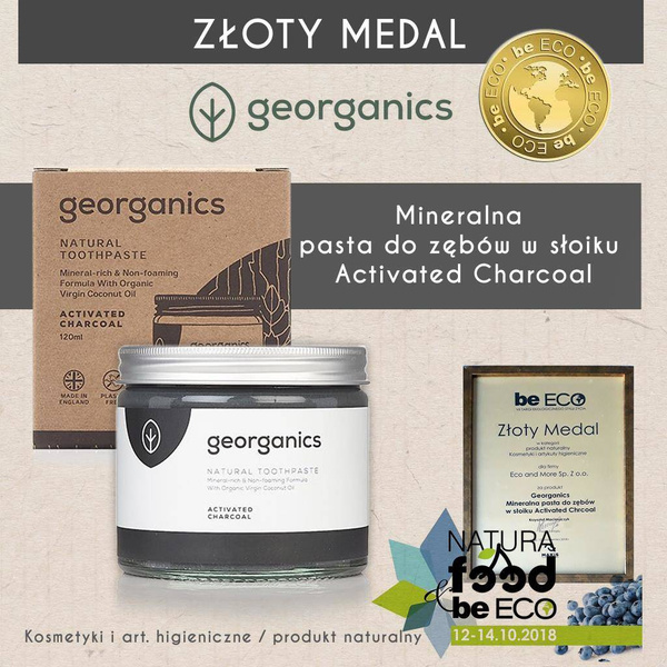 Georganics, Mineralna pasta do zębów w słoiku Activated Charcoal, 120ml