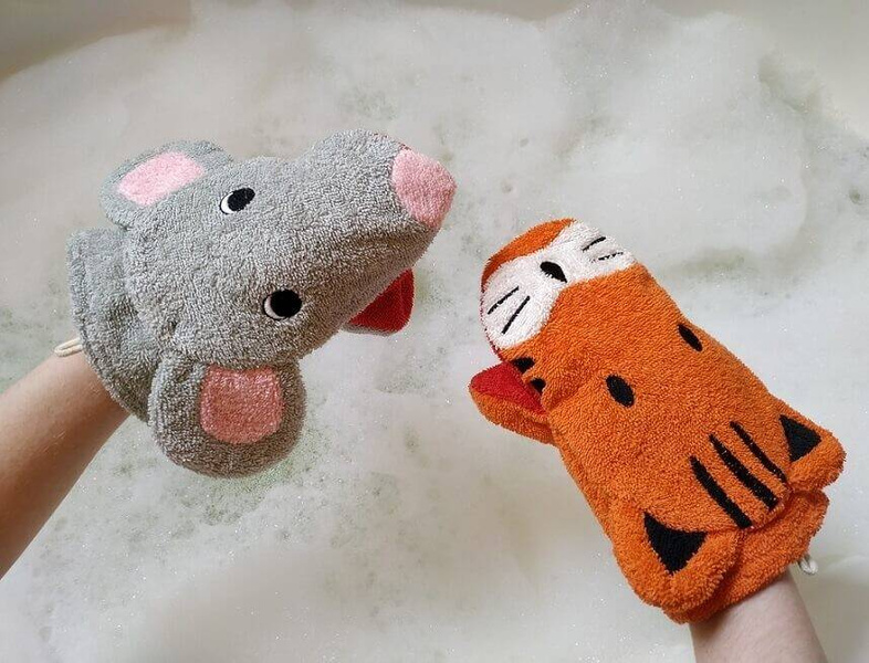 Myjka do kąpieli dla dzieci, rękawica kąpielowa, pacynka, MAŁA, Małpka Alex, bawełna organiczna, GOTS, Fürnis