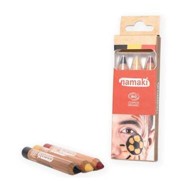 Zestaw kredek do malowania twarzy dla dzieci, CZARNA, ŻÓŁTA, CZERWONA, 3x2,1 g, COSMOS ORGANIC, Namaki