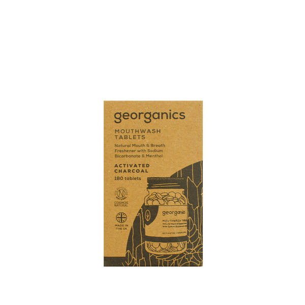 Georganics, Naturalne tabletki do płukania jamy ustnej Activated Charcoal, 180 tabletek