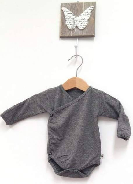 Body kimono z bambusa, z długim rękawem, ciemny szary, rozmiar 86, Nanaf Organic