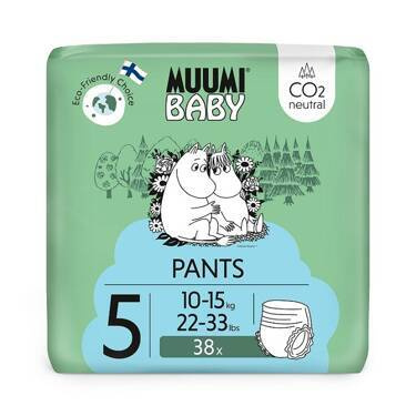 Pieluchomajtki ekologiczne, Pants 5 (10-15kg), Standard, 38 szt. Muumi Baby