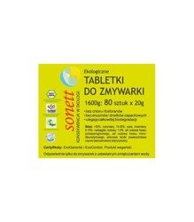 Ekologiczne, wegańskie tabletki do zmywarki SONETT, 80 szt.