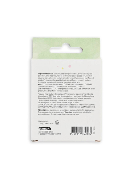 Zestaw 3 delikatnych, perłowych cieni do powiek, WIOSNA, Cosmos Organic, Namaki