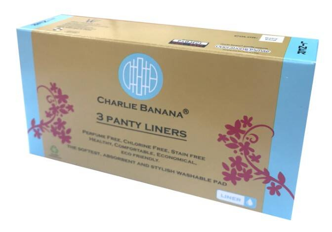 Zestaw 3 wielorazowych wkładek higienicznych / mini podpasek + saszetka, WHITE, Charlie Banana