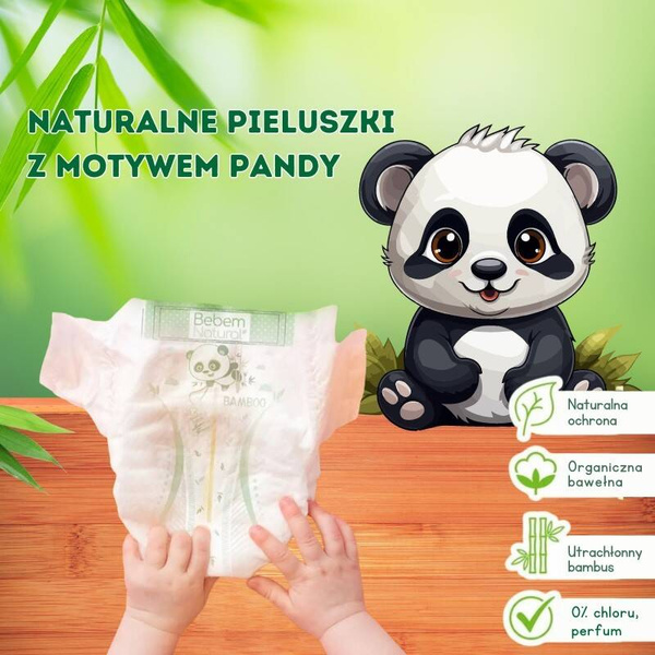 Ekologiczne jednorazowe pieluszki bambusowe, z organicznej bawełny, rozmiar 4, MAXI, 7-18 kg, 30 szt., Bebem Natural