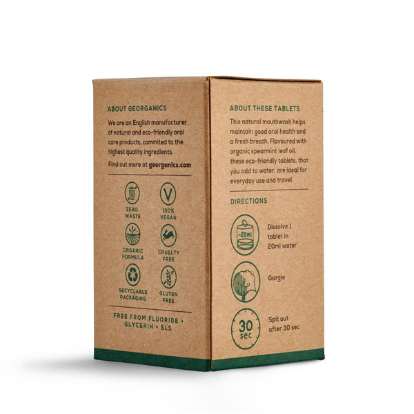 Georganics, Naturalne tabletki do płukania jamy ustnej, Spearmint, 180 tabletek