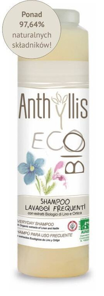 Szampon do częstego mycia włosów, certyfikowany, ECO BIO, 250 ml, Anthyllis, Pierpaoli