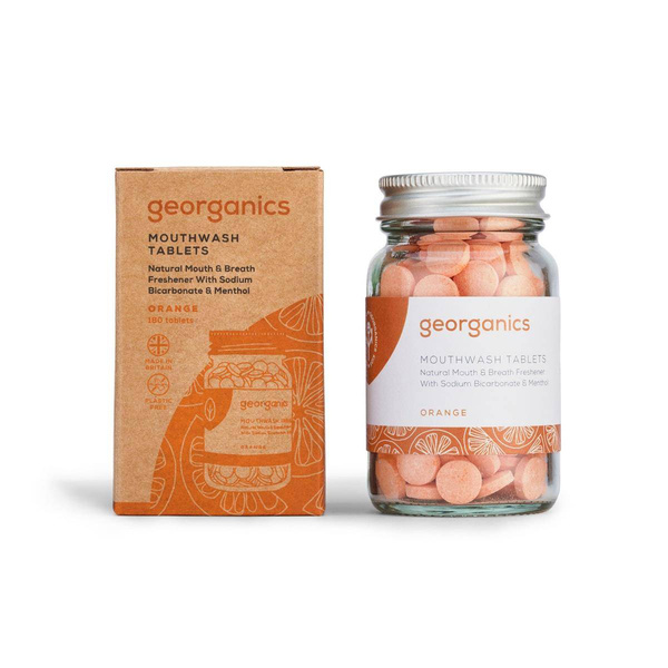 Georganics, Naturalne tabletki do płukania jamy ustnej, Orange, 180 tabletek