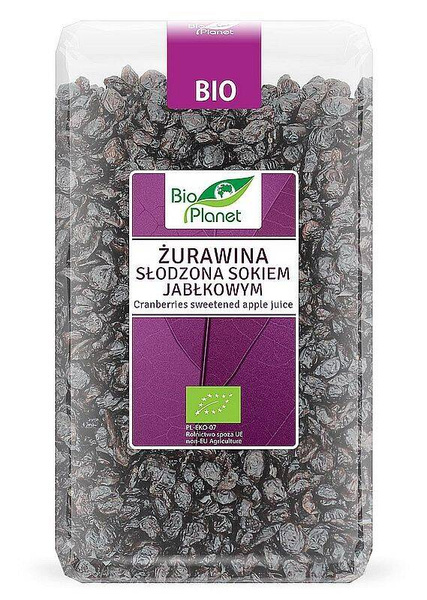Żurawina słodzona sokiem jabłkowym, Bio, 1kg, Bio Planet