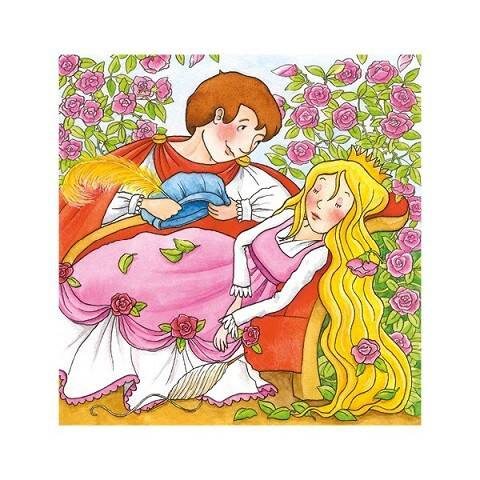 Układanka drewniana, sześcienne klocki, Baśnie, 6 obrazków, Goki