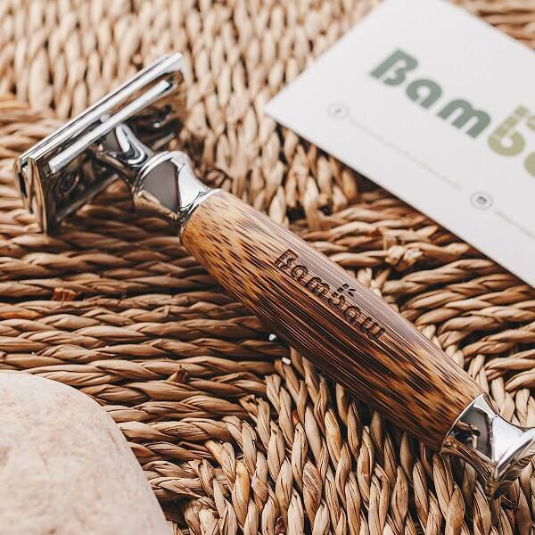 Wielorazowa maszynka do golenia na żyletki, z bambusowym uchwytem, Srebrna Classic Silver, Bambaw