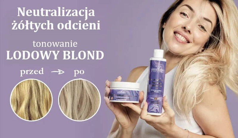 Maska tonująca LODOWY BLOND, przeciw żółtym odcieniom, z olejem kameliowym, 200 ml, Maternatura