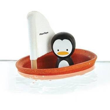 Żaglówka z pingwinem, zabawka do kąpieli , Plan Toys 5711