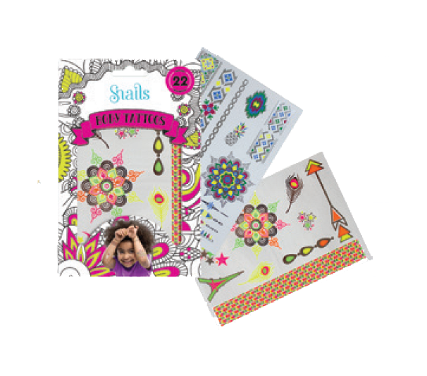 Snails, Tatuaże do ciała dla dzieci, Neon, neonowe, 22 szt.