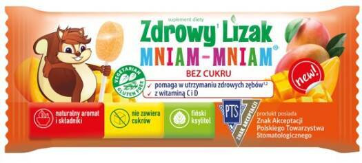 Zdrowy Lizak o smaku mango, 1 sztuka, 6g, Zdrowy Lizak Mniam-Mniam