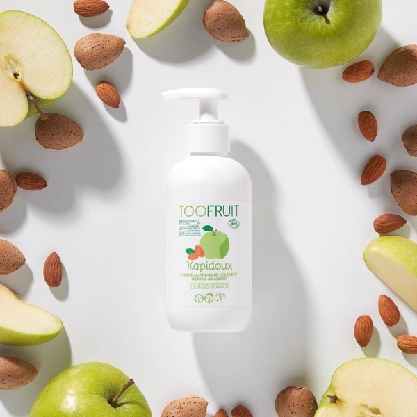 Szampon dermo-kojący dla dzieci, ZIELONE JABŁKO I MIGDAŁY, bez silikonu i siarczanów, 200ml, Toofruit
