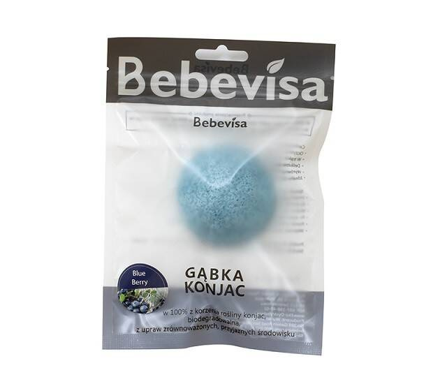 Gąbka Konjac do twarzy, Borówka, aż 6,3 - 8 cm średnicy, Bebevisa