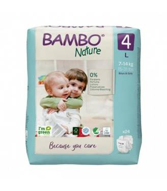 Bambo Nature, Pieluchy jednorazowe, 4 Maxi L 7-14 kg, 24 szt.