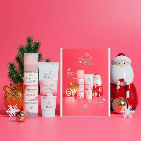 Ekskluzywny zestaw ANTI-AGE ze śluzem ślimaka do skóry suchej i wrażliwej: bogaty krem i maska, 50+75ml, Mlle Agathe
