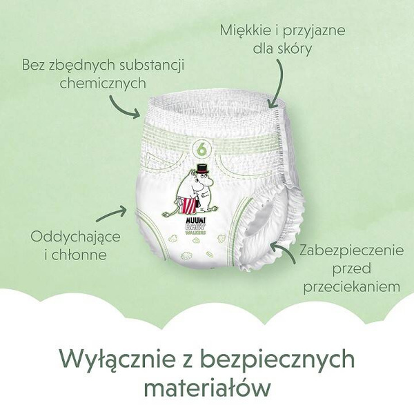 Pieluchomajtki ekologiczne, Pants 6 (12-20kg), Standard, 36 szt. Muumi Baby