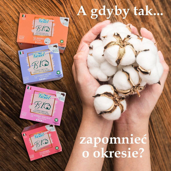Podpaski NA DZIEŃ, ze skrzydełkami, z organicznej bawełny, niebielone chlorem, KOMPOSTOWALNE, 14 sztuk, Vivicot BIO