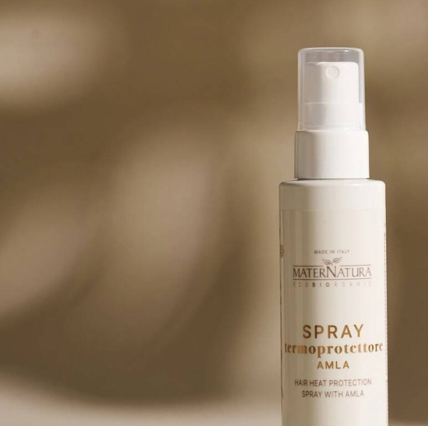 Spray termoochronny z Amlą, chroni włosy przed uszkodzeniami spowodowanymi ciepłem suszarek i prostownic, 150 ml, MaterNatura