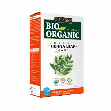 Proszek z BIO henny, w 100% naturalny + książeczka z przepisami  kosmetycznymi, ECOCERT, 100 g, Indus Valley