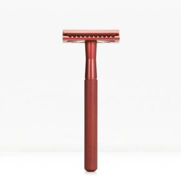Wielorazowa maszynka do golenia na żyletki, Czerwona, Bambaw