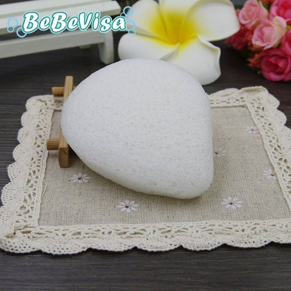 Gąbka Konjac do twarzy, Kropla, Klasyczna, Pure, aż 8,5 x 7 cm, Bebevisa