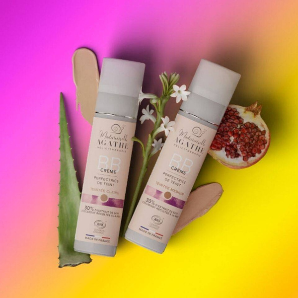 Krem BB ze śluzem ślimaka - perfekcyjna cera, 30% śluzu ślimaka, ŚREDNI, Cosmos Organic, 50 ml, Mlle Agathe