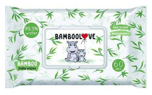 Bambusowe chusteczki nawilżane, 60 szt., Bamboolove