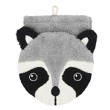 Myjka do kąpieli dla dzieci, rękawica kąpielowa, pacynka, DUŻA, Szop pracz Wanda, bawełna organiczna, GOTS, Fürnis