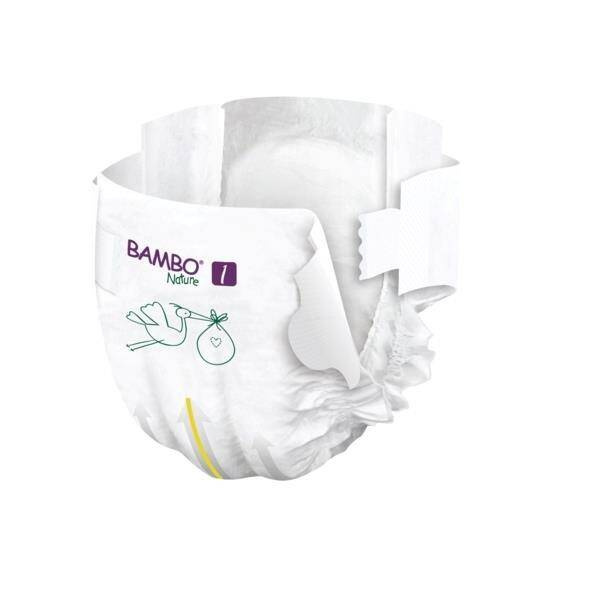 Pieluszki ekologiczne jednorazowe, newborn (1) XS, 2-4 kg, 22 szt., Bambo Nature