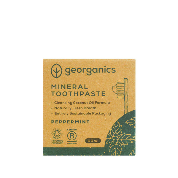 Georganics, Mineralna pasta do zębów w słoiku English Peppermint, 60ml