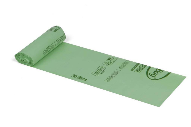 Worki na odpady organiczne i zmieszane, 30L, rolka 20 szt., w 100% biodegradowalne i kompostowalne, BioBag