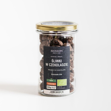 BIO Śliwka kalifornijska w czekoladzie, ekologiczna, 300g, Biossom